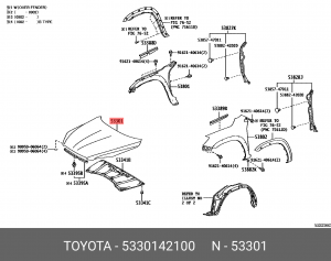 капот!\ Toyota RAV4 10-12 53301-42100 TOYOTA