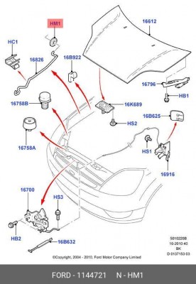 втулка крепёжная! упора капота\ Ford Fiesta/Fusion 01-12 1 144 721 FORD