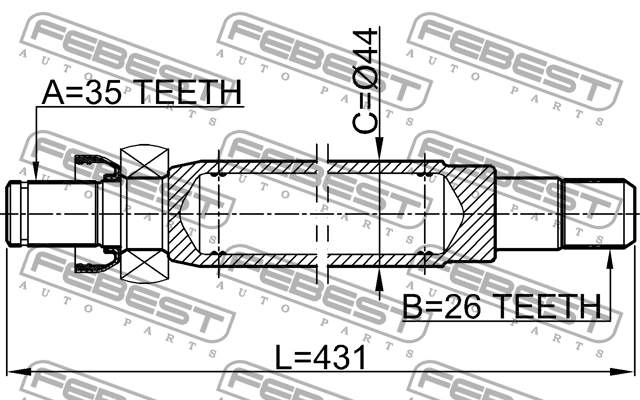 Полуось правая FORD MONDEO III 2112-GEMT 2112GEMT FEBEST