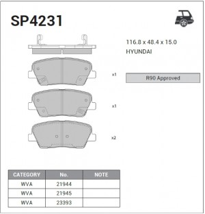 Колодки задние HYUNDAI GENESIS G80 2016- SP4231 SP4231 SANGSIN