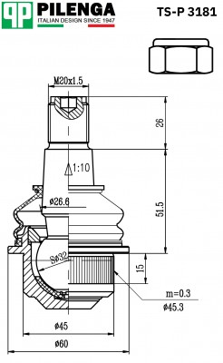 Шаровая опора SPRINTER 903, 904, LT46 TS-P3181 TSP3181 PILENGA