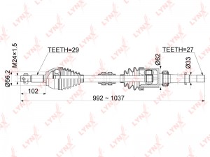 приводной вал правый!\ Nissan Teana 2.5 08-13 CD-1116 LYNXAUTO