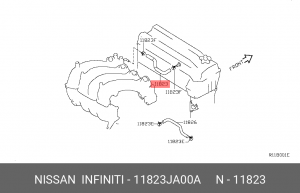 патрубок радиатора!\ Nissan 11823-JA00A NISSAN