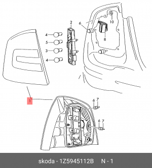 фонарь внешн. правый!\ Skoda Octavia 09> 1Z5 945 112 B VAG