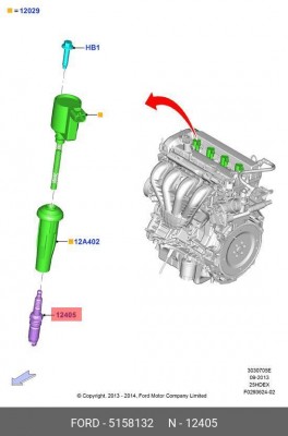 Свеча зажигания FORD 5 158 132 FORD Mondeo /MAZDA 5 158 132 5158132 FORD