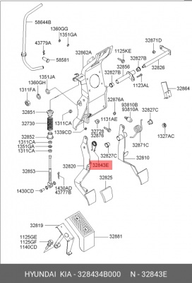 Пружина HYUNDAI Porter педали сцепления возвратная OE 328434B000 HYUNDAI KIA