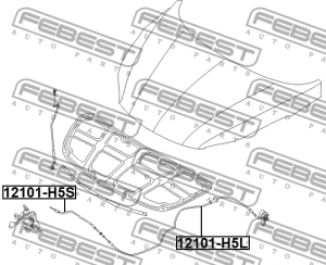 Тросик привода открывания замка капота HYUNDAI SOLARIS 2017- 12101-H5S 12101-H5S FEBEST