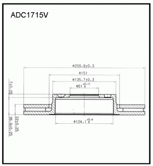 Диск тормозной ЛАДА Vesta,Largus NISSAN Note,Micra передний вентилируемый (1шт.) ADC1715V ALLIED NIPPON