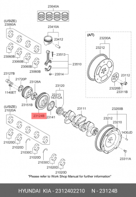Шкив HYUNDAI Getz (09-) (1.1) коленвала OE 2312402210 HYUNDAI KIA