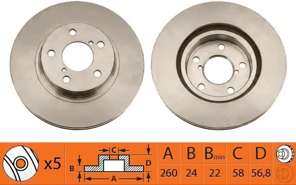 Диск тормозной передний SUBARU IMPREZA 1.6-2.0 92-/LEGACY 1.8-2.2 89-99 BR27102T BR27102T SB NAGAMOCHI