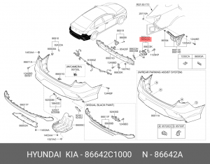 86642C1000 КУЗОВНОЙ КРОНШТЕЙН КРЕПЛЕНИЯ УСИЛИТЕЛЯ БАМПЕРА' 86642C1000 HYUNDAI
