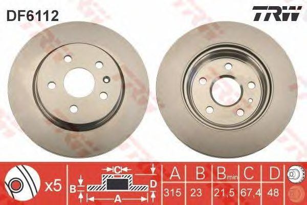 Диск тормозной задний OPEL INSIGNIA, SAAB 9-5 10- (17-18") DF6112 DF6112 TRW
