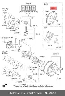Маховик HYUNDAI Tucson (15-) (1.6 GAMMA) KIA Soul (16-) двухмассовый OE 232002B590 HYUNDAI KIA