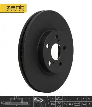диск тормозной передний! Toyota Avensis 1.8/2.0 03> Z06139 ZENTPARTS