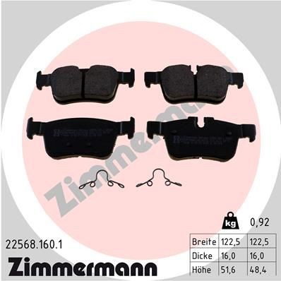 колодки дисковые !задн. 122x52x16 \ Volvo XC90 II/S90 II/V90 II 14> 225681601 ZIMMERMANN