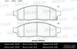 Колодки тормозные передние (Смесь CERAMIC серия PRO) MITSUBISHI PAJERO SPORT/MON E500233 MILES