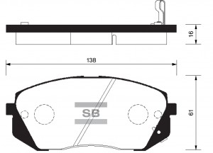 Колодки тормозные KIA Sportage (05-),Carens (06) передние (4шт.) SANGSIN SP1196 SANGSIN