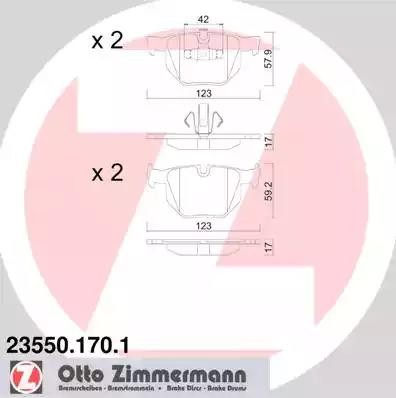 колодки дисковые !задн. 123x58x17 \ BMW E90/E91 2.5/3.0/2.0D 05> 23550.170.1 ZIMMERMANN