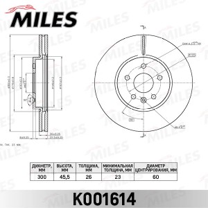 Диск тормозной передний D300мм. OPEL MOKKA 12- (TRW DF6629) K001614 K001614 MILES