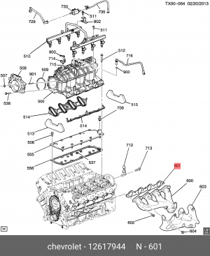 Прокладка CADILLAC Escalade (07-14) коллектора выпускного OE 12617944 GENERAL MOTORS