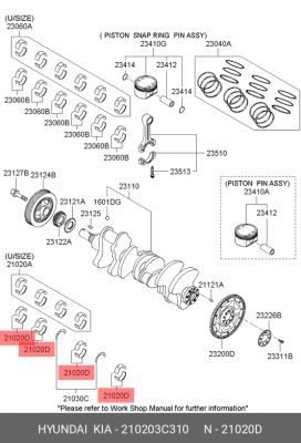 Вкладыши HYUNDAI ix55 (09-),Santa Fe (10-) KIA Mohave (09-) (3.5/3.8) коренные S 210203C310 HYUNDAI KIA