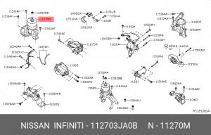 ПОДУШКА КРЕПЛЕНИЯ ДВИГАТЕЛЯ К ПОДРАМНИКУ 11270-3JA0B 11270-3JA0B NISSAN