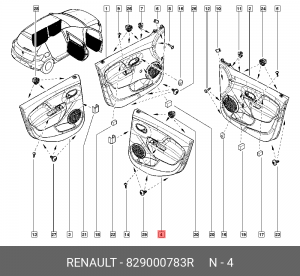 Обивка двери RENAULT Logan задней правой OE 829000783R RENAULT