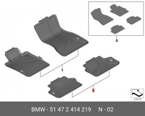 Всепогодные ковры зад. 51472414219 51 47 2 414 219 BMW
