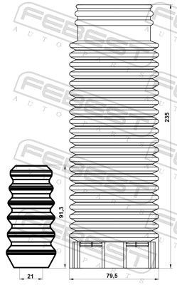 Пыльник заднего амортизатора с отбойником комплект SUBARU IMPREZA 2000-2007 SBSH SBSHB-S11R-KIT FEBEST