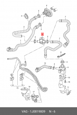 кран отопителя!\ Audi A4/A4 Allroad/A5/Q5 08>,VW Bora/Crafter/Golf/Jetta/Touareg 1J0 819 809 VAG