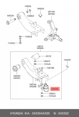 Опора шаровая HYUNDAI Starex H-1 (05-) нижняя OE 545304A000 HYUNDAI KIA
