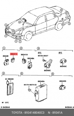 Датчик парковочный TOYOTA 8934148040C3 89341-48040-C3 TOYOTA