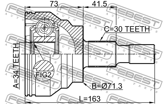 ШРУС внешний MERCEDES BENZ ML-CLASS 164 2004-2011 1610-164R 1610-164R FEBEST