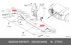 клапан омывателя!\ Nissan Patrol Y61 97-09 28628-V4400 NISSAN