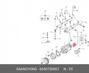 Клапан SSANGYONG Actyon (06-),Kyron (05-) регулировки давления ТНВД OE 6650750001 SSANG YONG