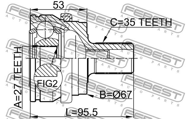 ШРУС внешний MERCEDES W203, W210, W211 1610-203 1610-203 FEBEST