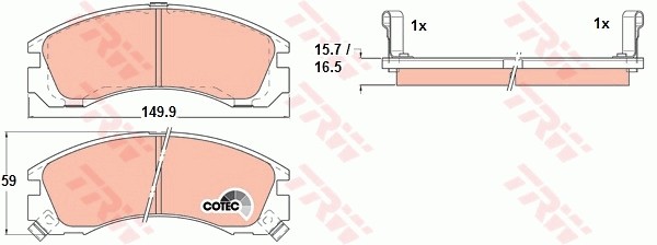 Колодки тормозные MITSUBISHI Outlander (03-), Pajero (00-), Pajero Sport (98-) п GDB1126 TRW