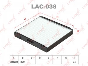 Фильтр воздушный салона HYUNDAI Elantra (00-),Matrix (01-) LYNX LAC-038 LYNXAUTO