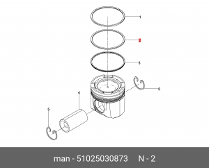 Поршн. кольцо (компрессионное) 51025030873 MAN