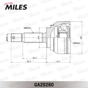 ШРУС наружный MITSUBISHI SPACE WAGON/GALANT 1.8/2.0 91-98 (GKN 303394) GA20280 GA20280 MILES