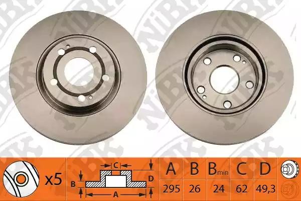 Диск тормозной TOYOTA Avensis (03-08) передний (1шт.) NIBK RN1318 NIBK