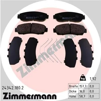 колодки дисковые !перед. 155x59x16 \ Honda CR-V III 2.0i-VTEC/2.2i-CTDi 07> 24342.180.2 ZIMMERMANN
