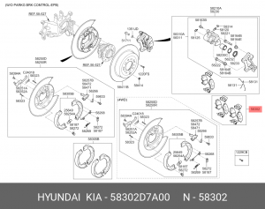 Колодки тормозные дисковые 58302-D7A00 58302D7A00 HYUNDAI KIA