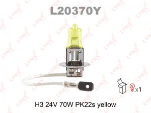 Лампа галогенная H3 24V 70W "LYNXauto" (PK22s) L20370Y LYNXAUTO
