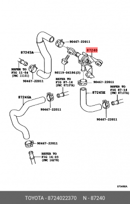 Клапан системы охлаждения 87240-22370 87240-22370 TOYOTA