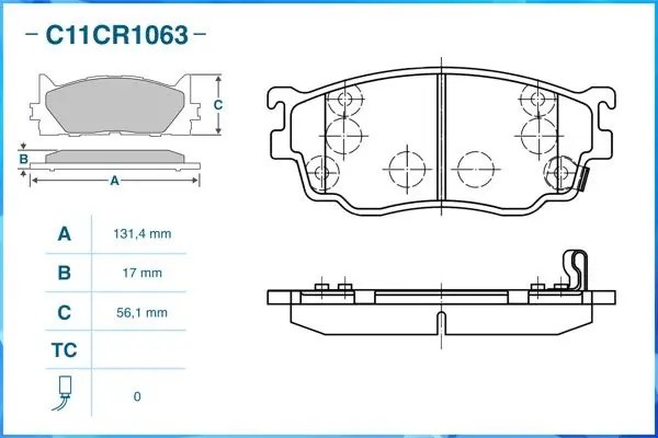 Тормозные колодки передние Low Metallic C11CR1063 C11CR1063 CWORKS
