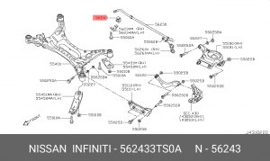 Втулка стабилизатора 56243-3TS0A 56243-3TS0A NISSAN