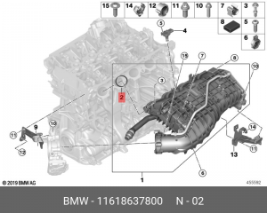 Кольцо уплотнительное BMW 1 (F20),3 (F30),5 (G30) впускного коллектора OE 11 61 8 637 800 BMW