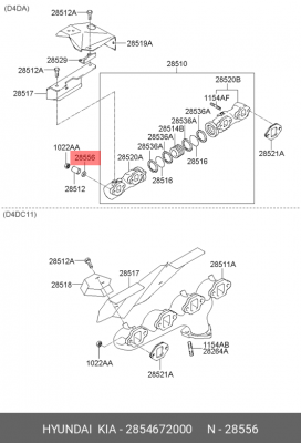 Шайба HYUNDAI HD65,72,78,120,170,County OE 2854672000 HYUNDAI KIA