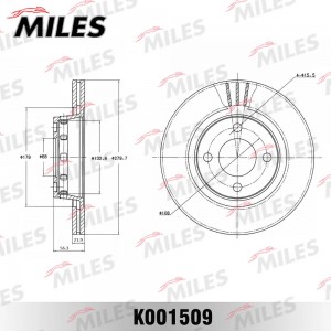 Диск тормозной передний D280мм. AUDI 80 1.6-2.6 91-96 (TRW DF2601) K001509 K001509 MILES